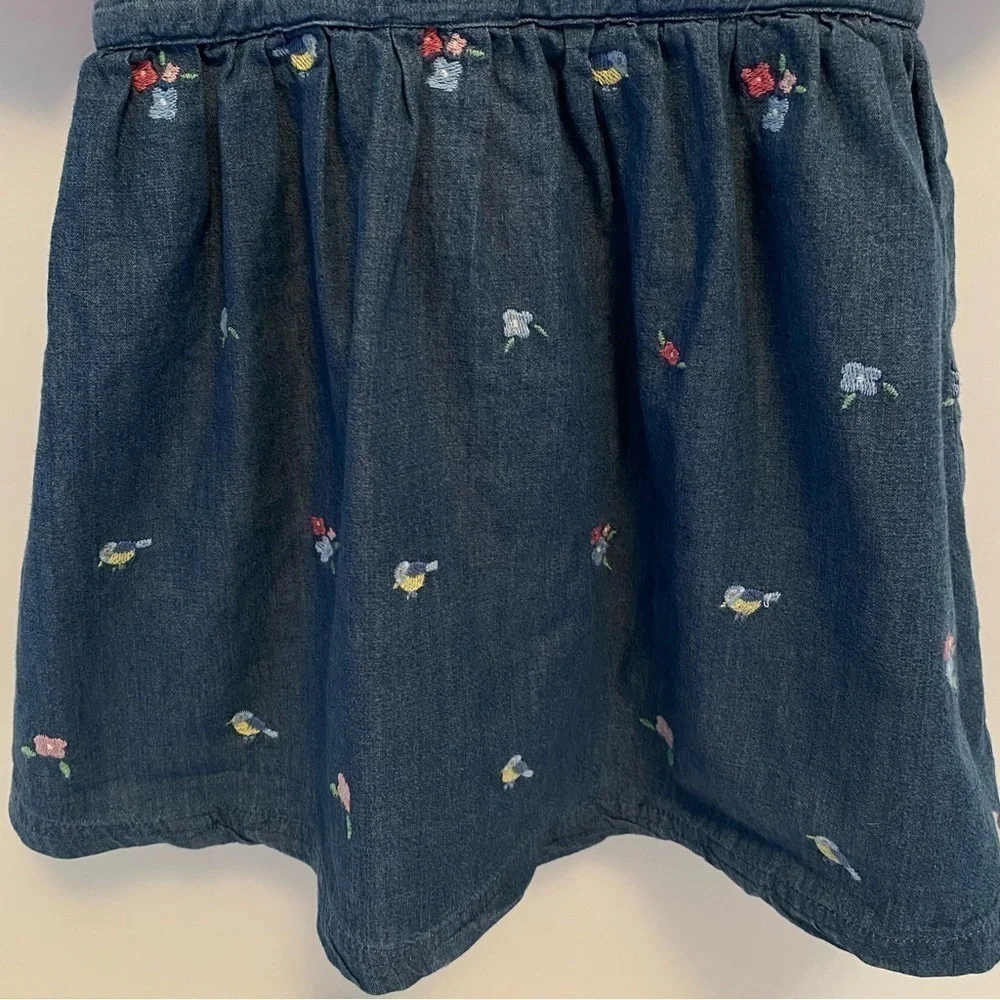 JoJo Maman Bebe Baby Girls Pink Stripe & Denim Skirt Dress Size 6-12 Months
